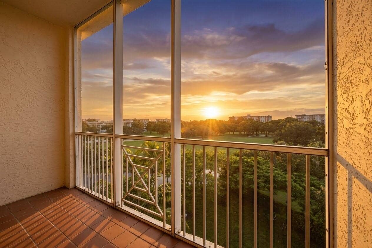 3500 OAKS CLUBHOUSE Drive, #510, Pompano Beach, FL 33069 Beautiful sunset from balcony