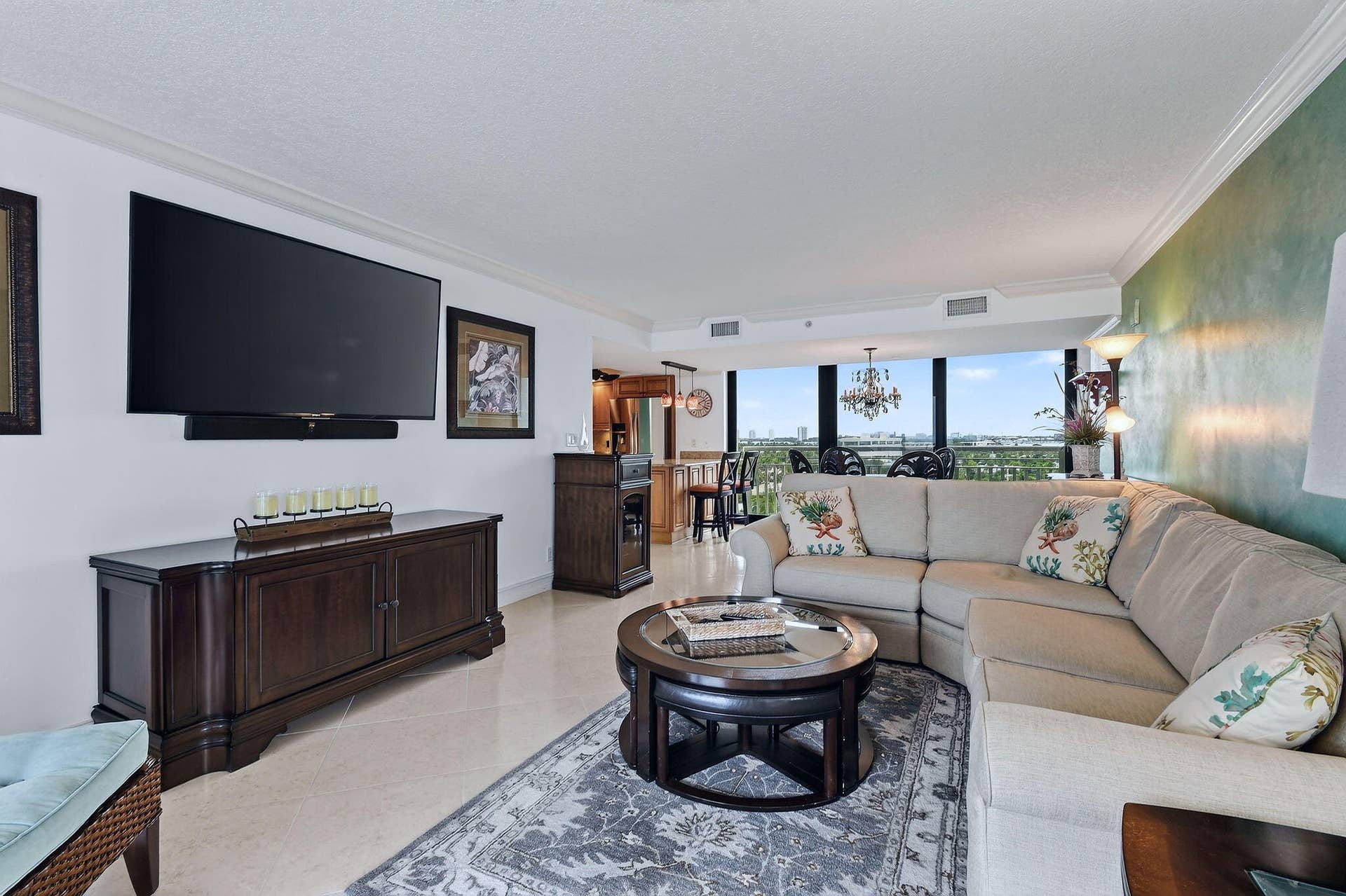 3000 N OCEAN Drive, #8A, Singer Island, FL 33404 Living Room with Ocean Views