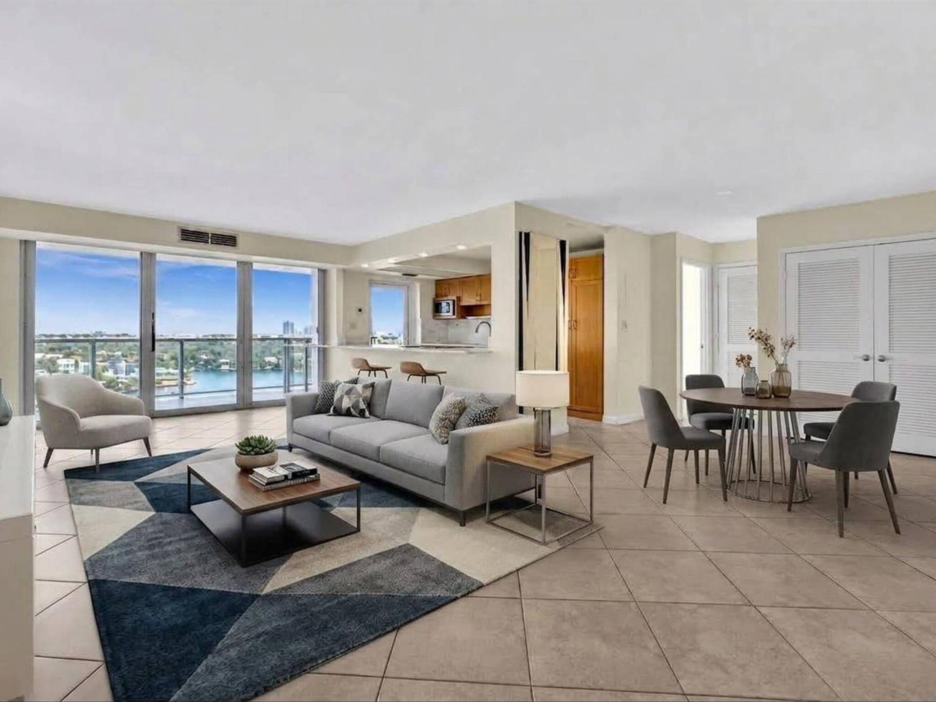 2841 N Ocean Boulevard, #1105, Fort Lauderdale, FL 33308 Virtually Staged Living and Dining Area