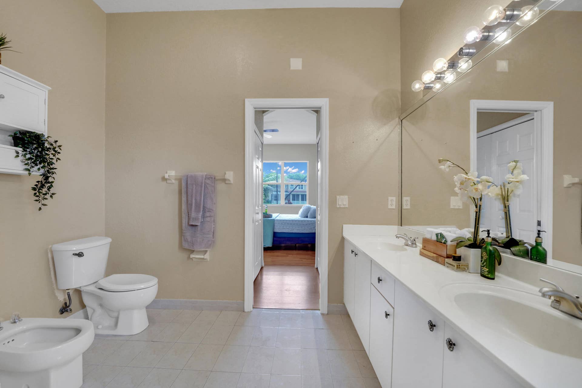 a master bathroom with a view