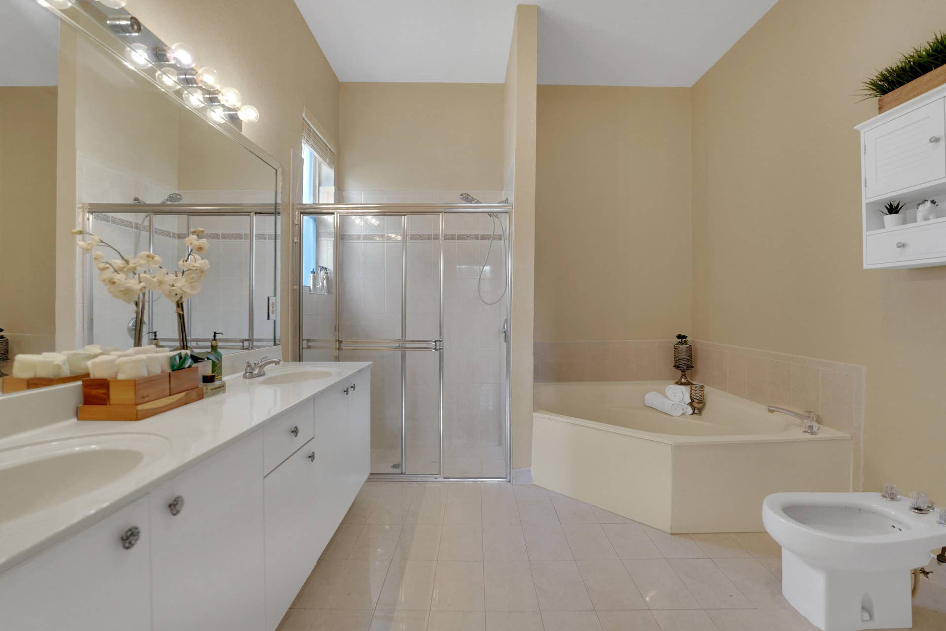 master bathroom with roman tub