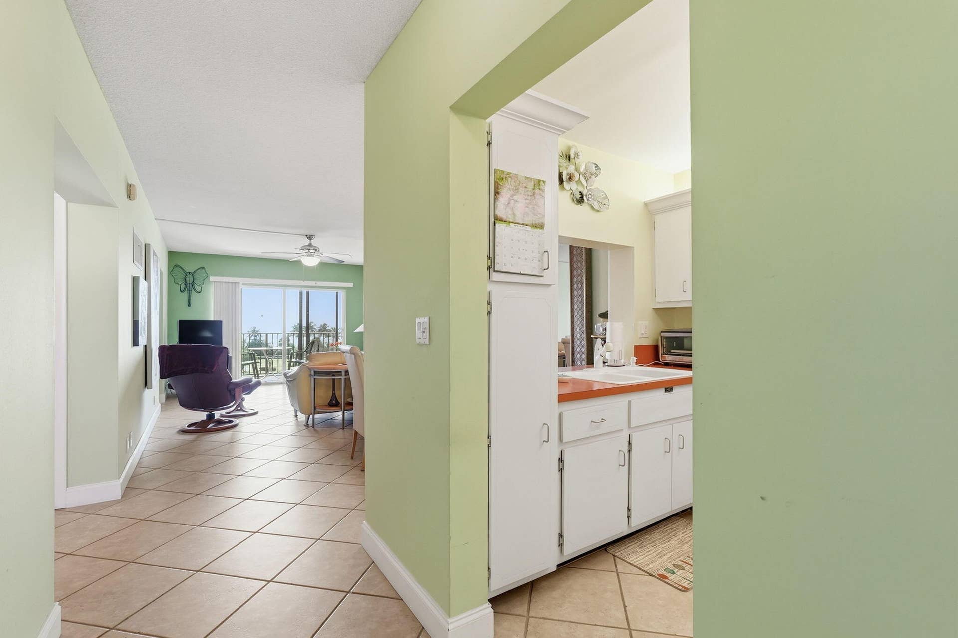 Tile flooring throughout
