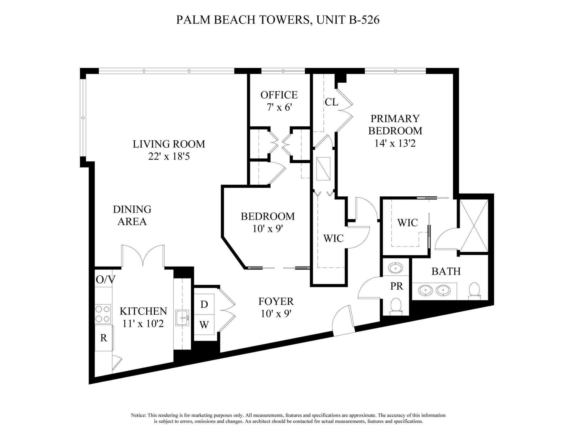 44 COCOANUT Row, #526B, Palm Beach, FL 33480 PALM BEACH TOWERS, B-526