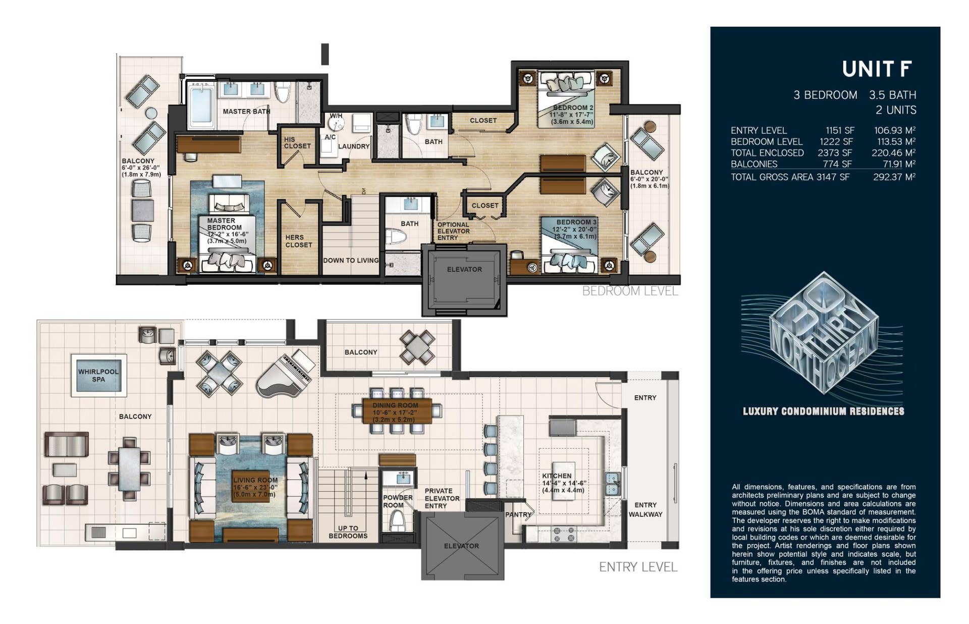 3040 N Ocean Boulevard, #N101, Fort Lauderdale, FL 33308 Floor Plan - Unit F
