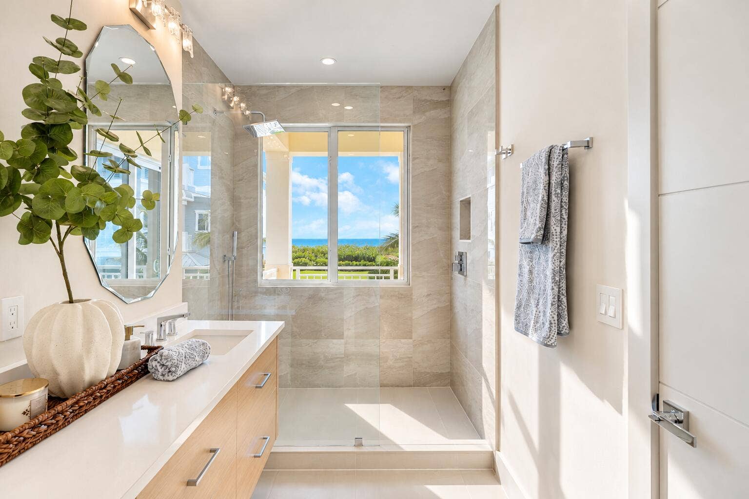 Coastal Luxury Bathroom with Ocean View