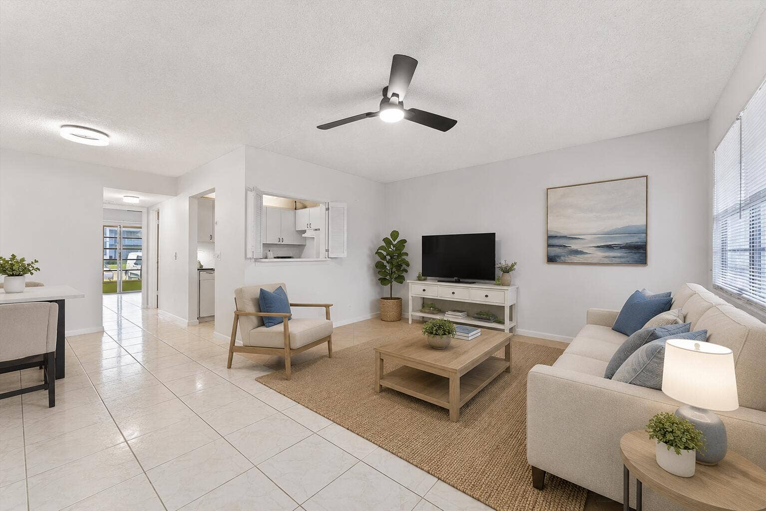 398 Tilford S, Deerfield Beach, FL 33442 Living area virtually staged.