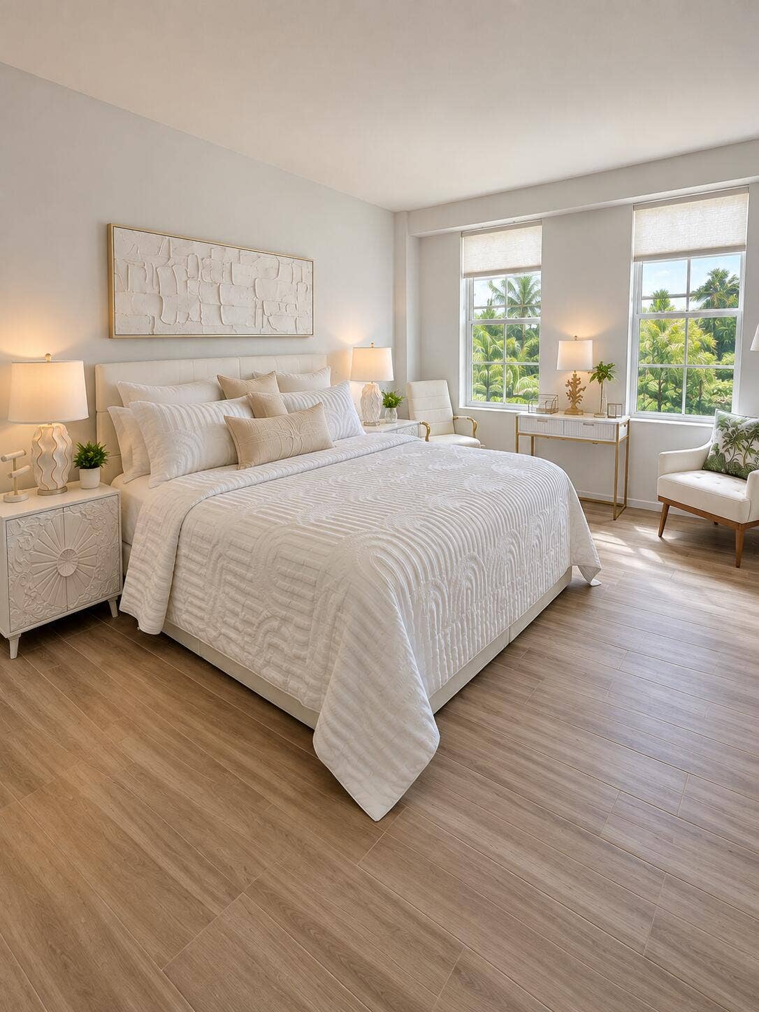 3475 S OCEAN Boulevard, #2050, Palm Beach, FL 33480 Dual pane windows, wood-finish tile flooring, and light-toned walls