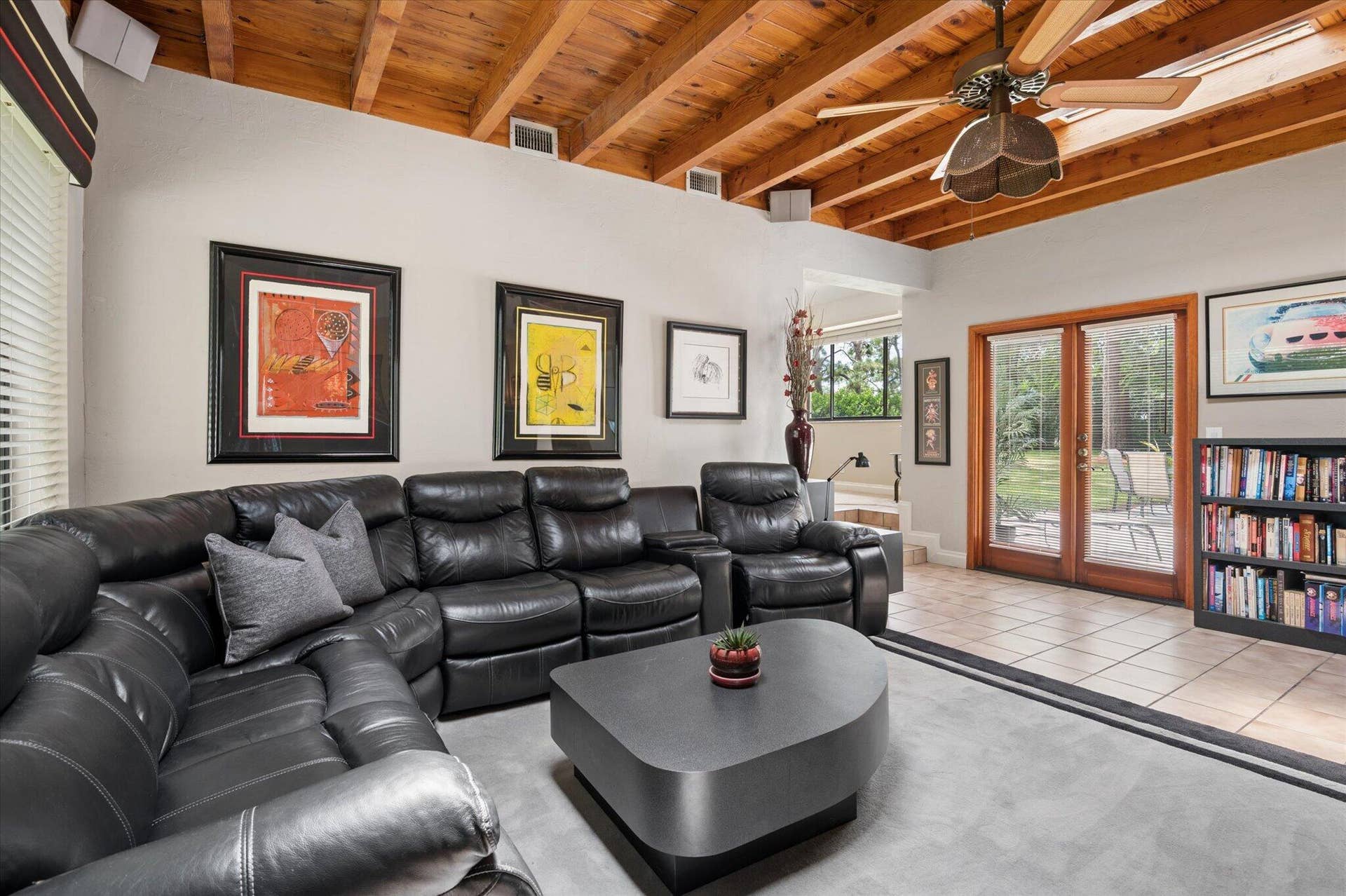 4120 SW 1ST Court, Plantation, FL 33317 Family room with hurricane-rated skylight. French doors to patio and backyard. French doors have flood gates to prevent flooding should there be a 100-year flood.