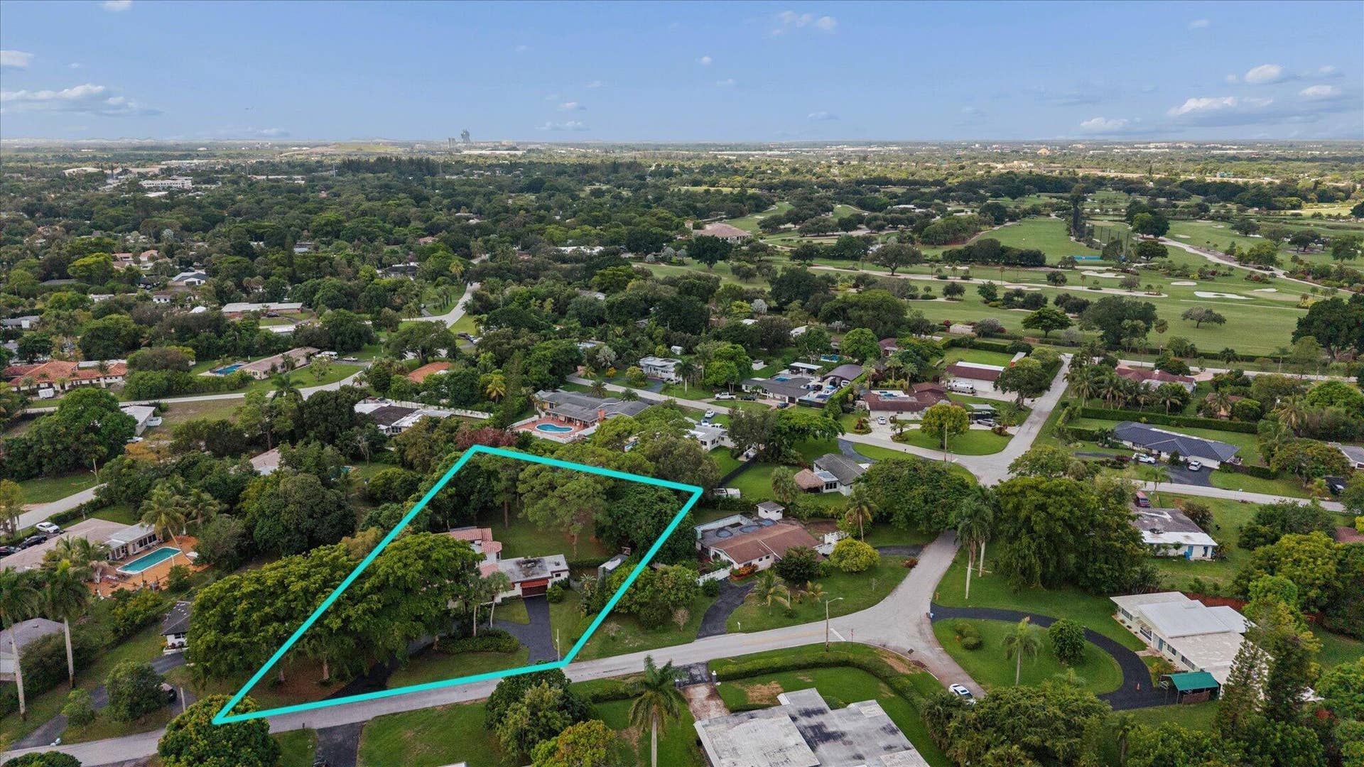 4120 SW 1ST Court, Plantation, FL 33317 Aerial view with Fort Lauderdale Country Club on the horizon