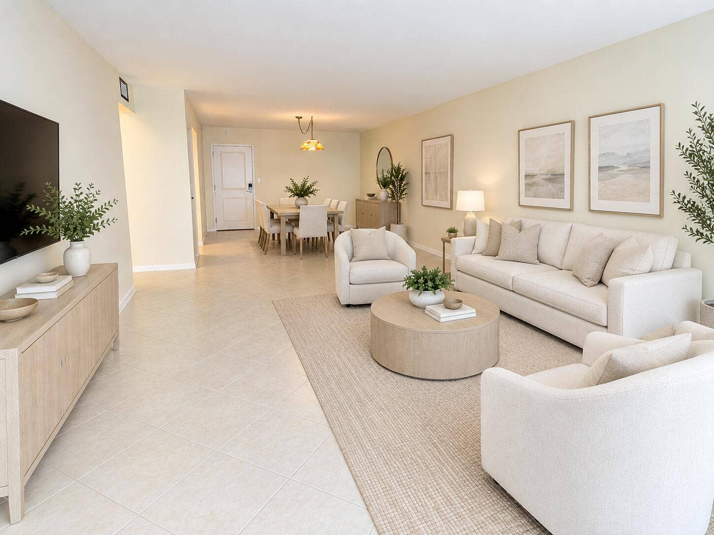 1800 S Ocean Boulevard, #1203, Pompano Beach, FL 33062 Living Room Virtually Staged