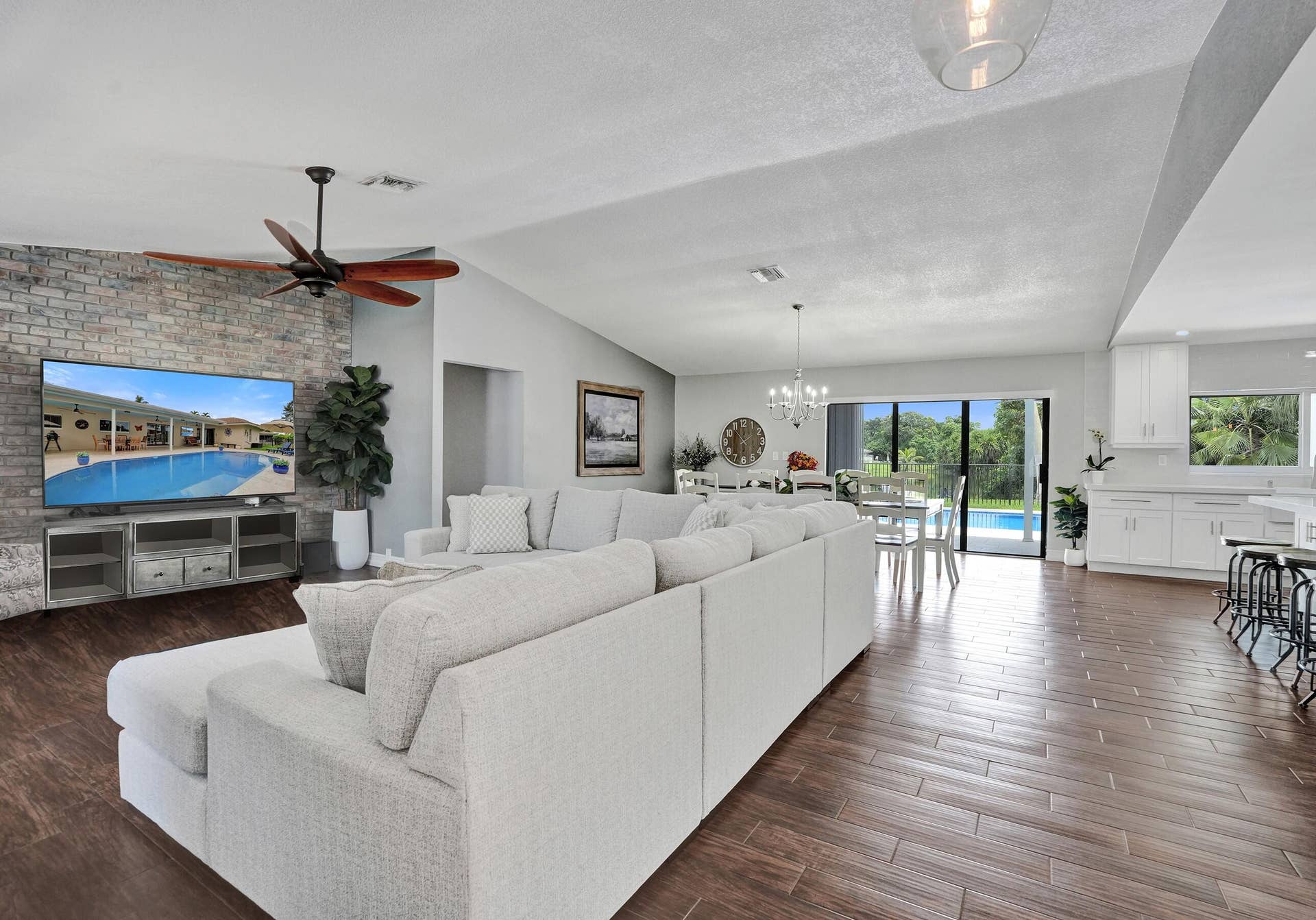12072 NW 27TH Drive, Coral Springs, FL 33065 View from front door- living room, dining, kitchen and pool