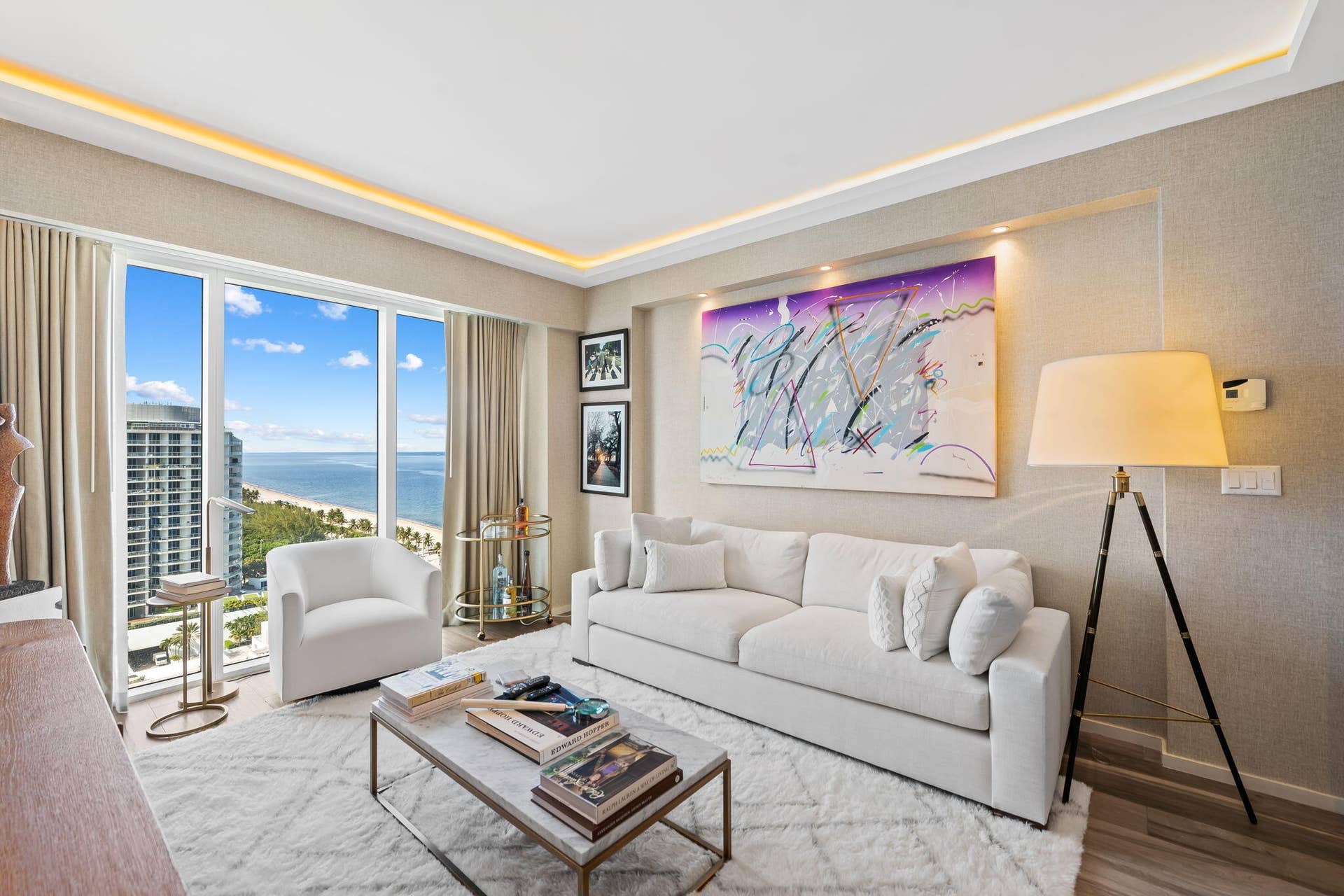551 N FORT LAUDERDALE BEACH Boulevard, #R1801, Fort Lauderdale, FL 33304 Floor-to-ceiling windows with a prominent ocean and beach backdrop