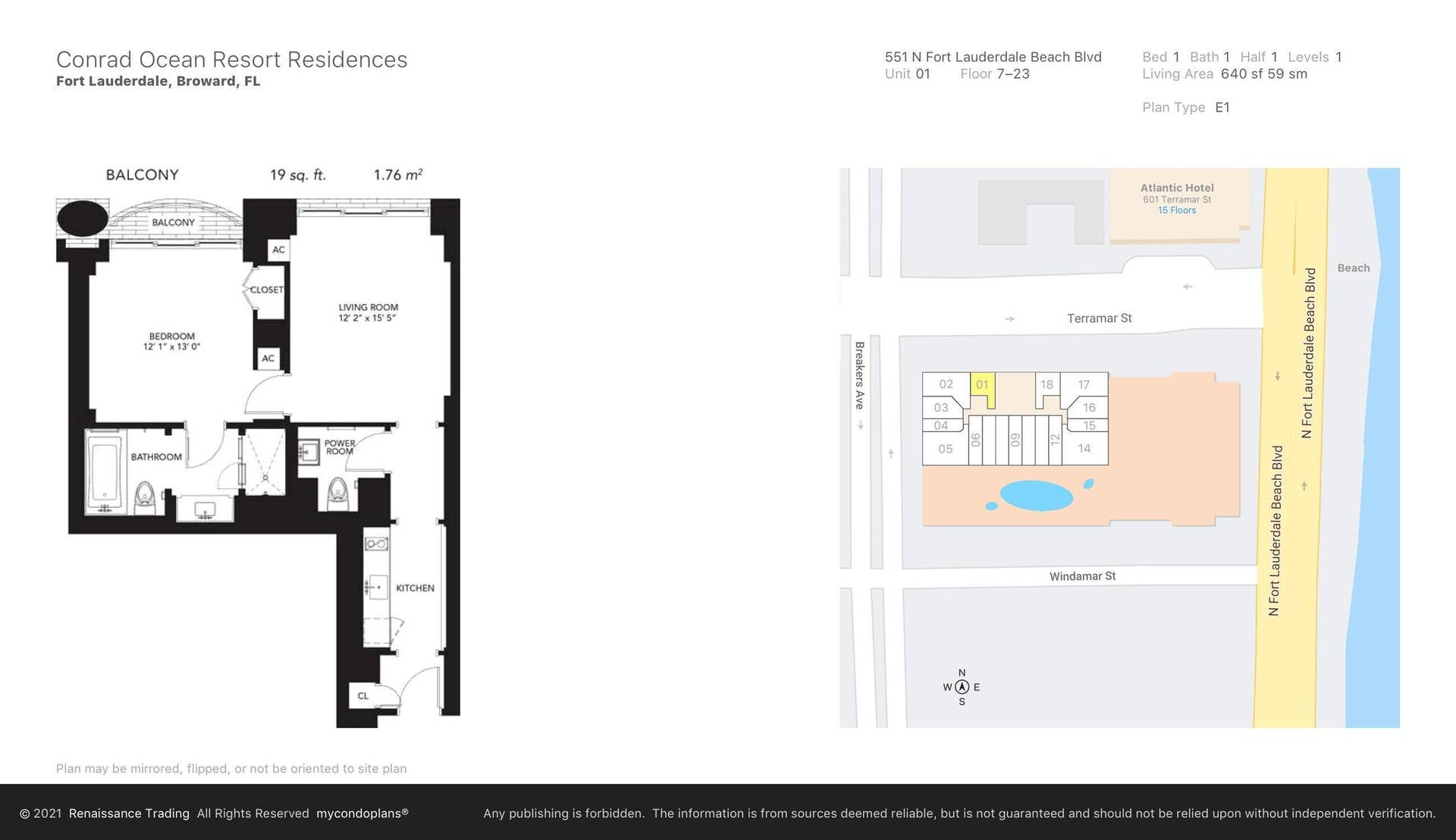 551 N FORT LAUDERDALE BEACH Boulevard, #R1801, Fort Lauderdale, FL 33304 Floor plan
