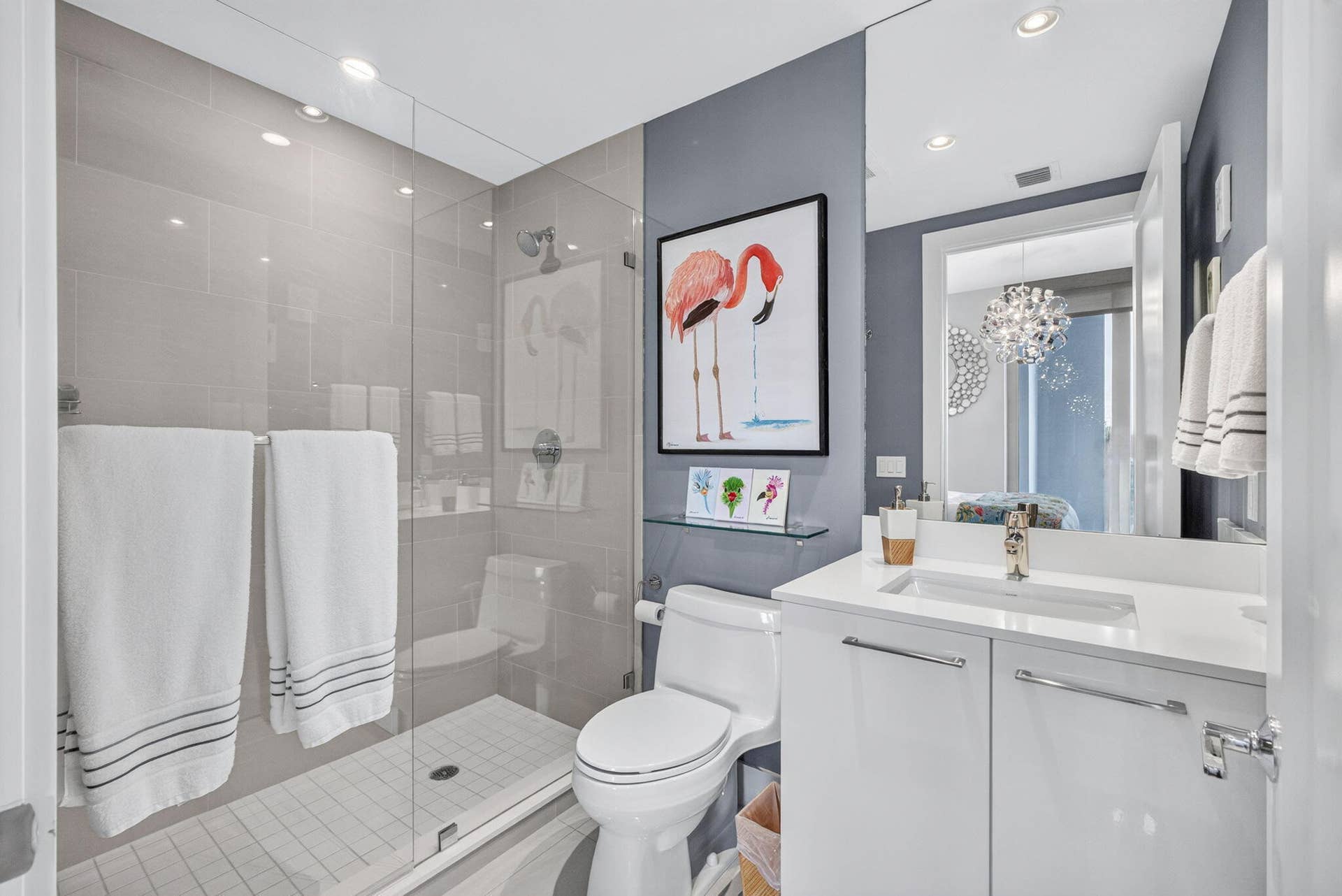 1 Water Club Way, #503, North Palm Beach, FL 33408 Glass-enclosed shower with tiled walls and floor