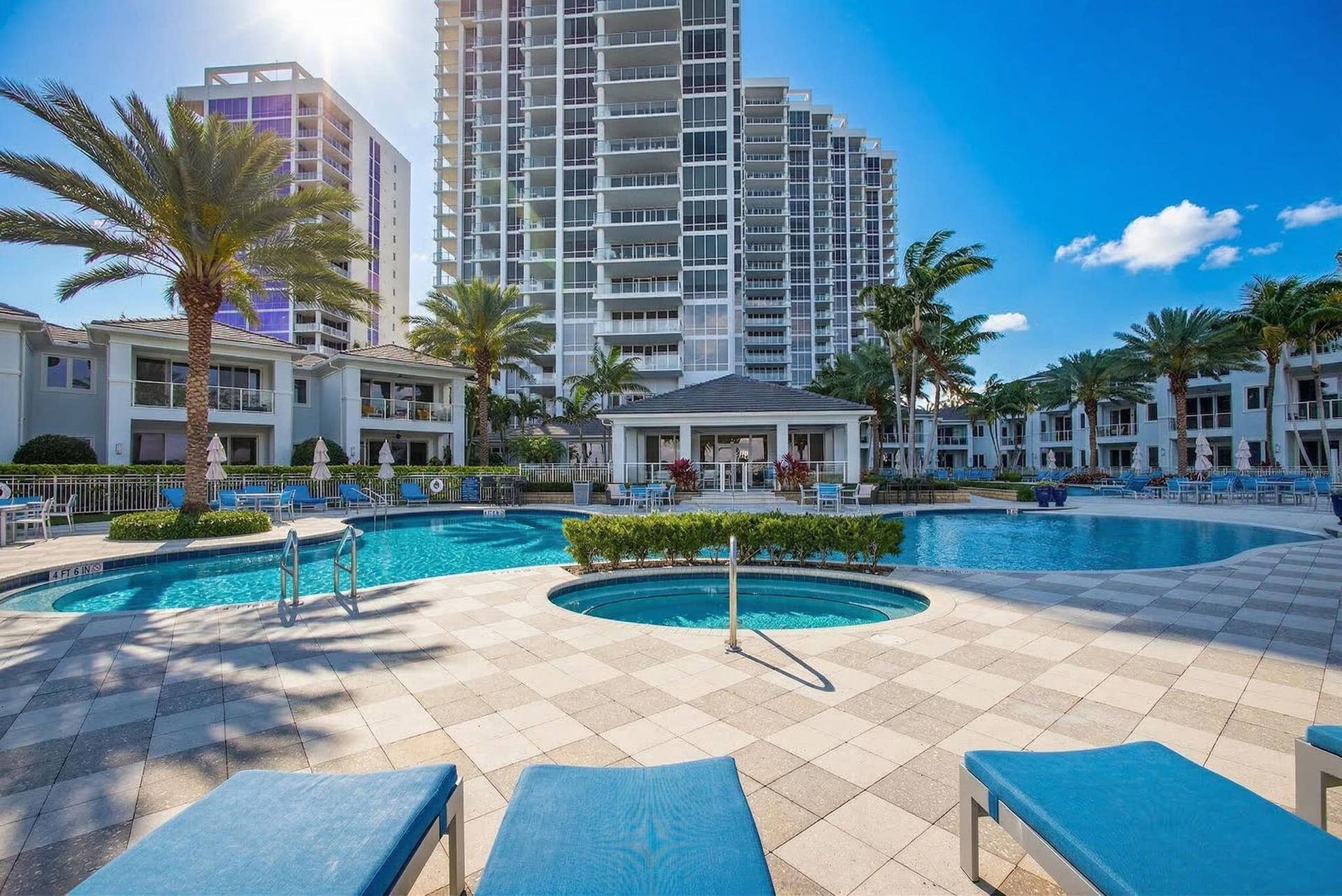1 Water Club Way, #503, North Palm Beach, FL 33408 This is a view from the pool area looking west toward the 3 Water Club towers
