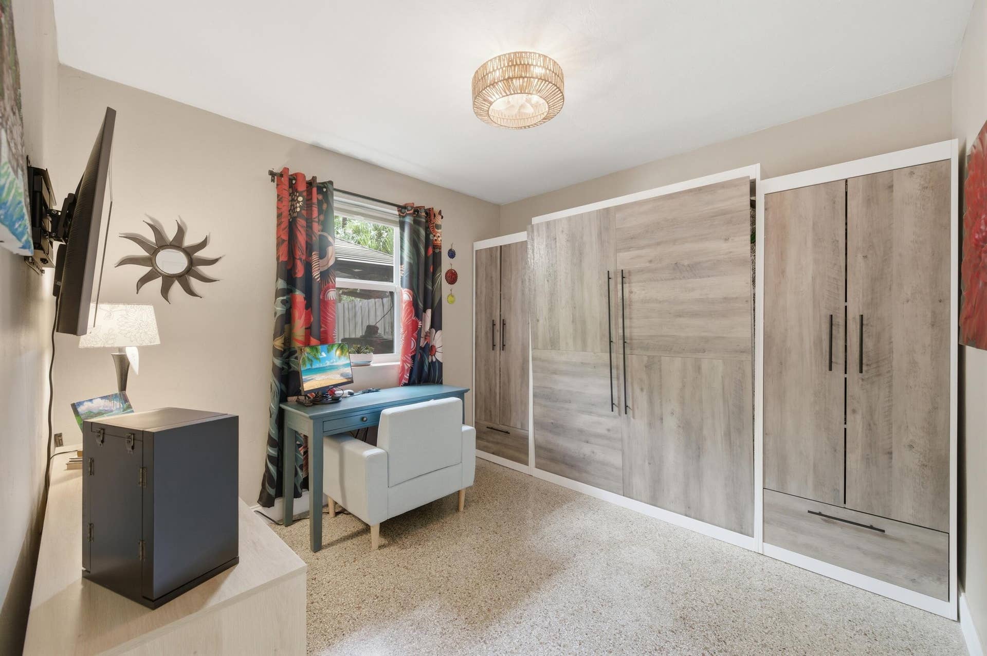 1421 SW 20 Street, Fort Lauderdale, FL 33315 Wood-finish built-in wardrobe systems with matte black hardware
