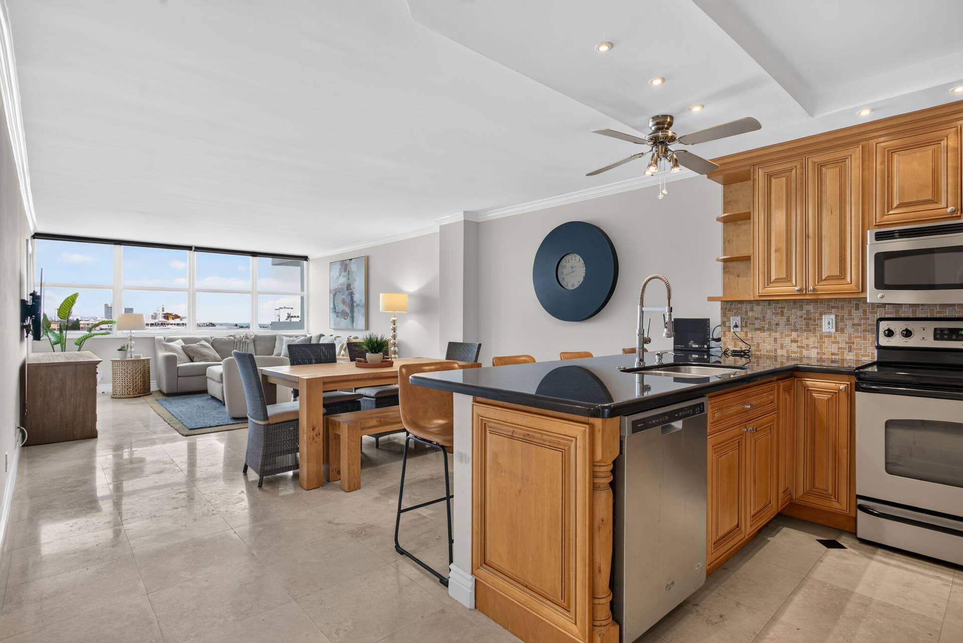Kitchen, Dining Room, Living Room