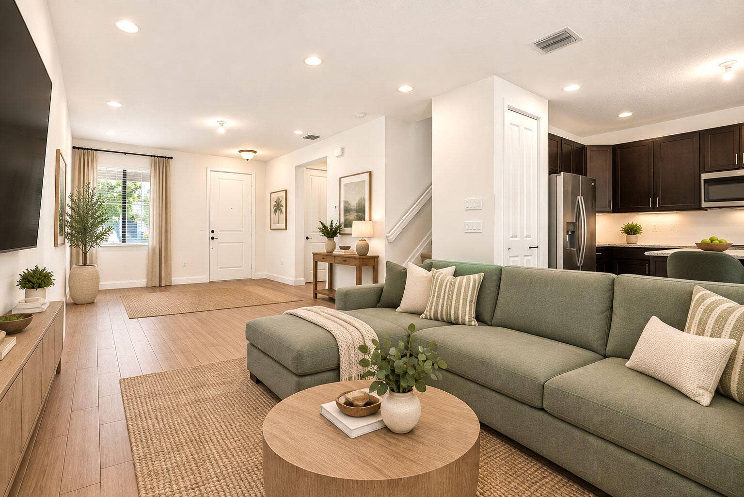 357 NW 36th Avenue, Pompano Beach, FL 33069 Oversized family room is ready for movie night. Virtually staged.