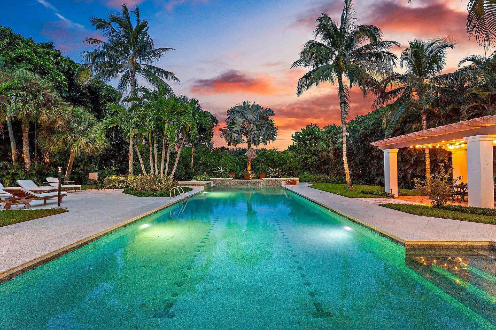 12420 Plantation Lane, North Palm Beach, FL 33408 Pool at Dusk