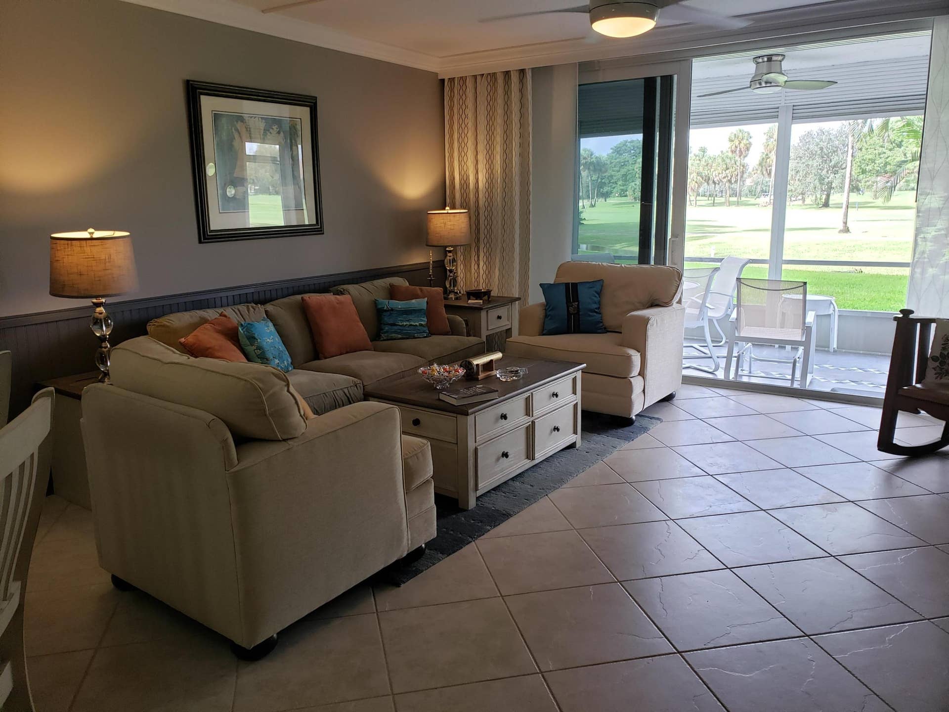 3980 Oaks Clubhouse Drive, #101, Pompano Beach, Pompano Beach, FL 33069 Living Room Facing Gold Course