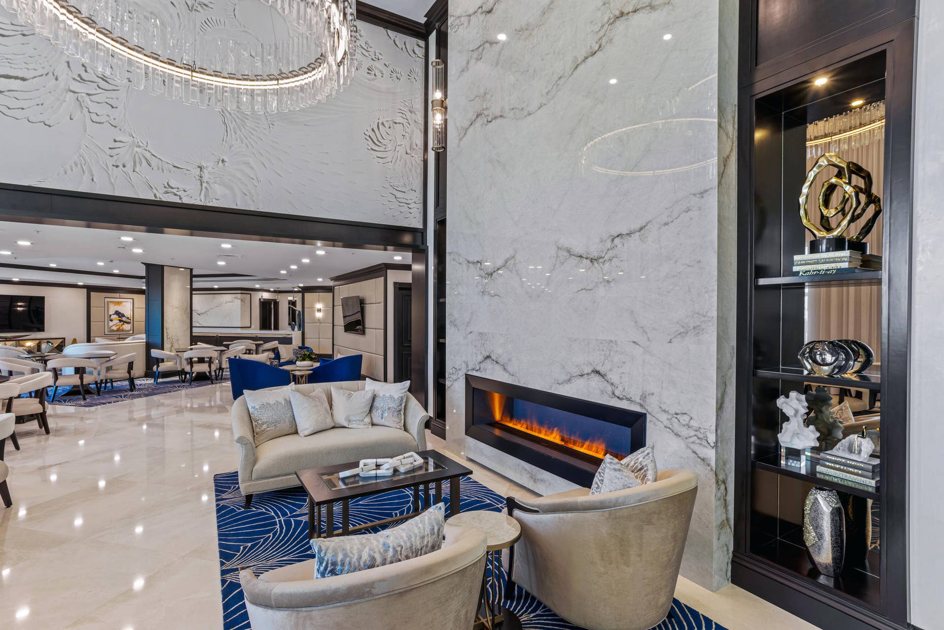 1063 Hillsboro Mile, #403, Hillsboro Beach, FL 33062 LOBBY SEATING & FIREPLACE