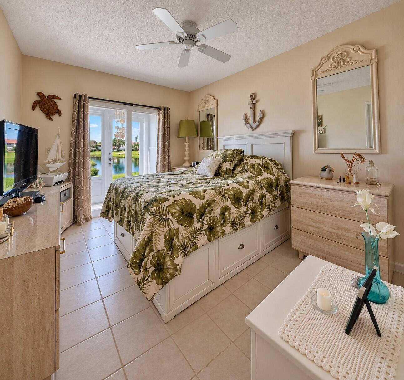 108 SOMERSET F, West Palm Beach, FL 33417 Water View Bedroom Two With Access to the Lani