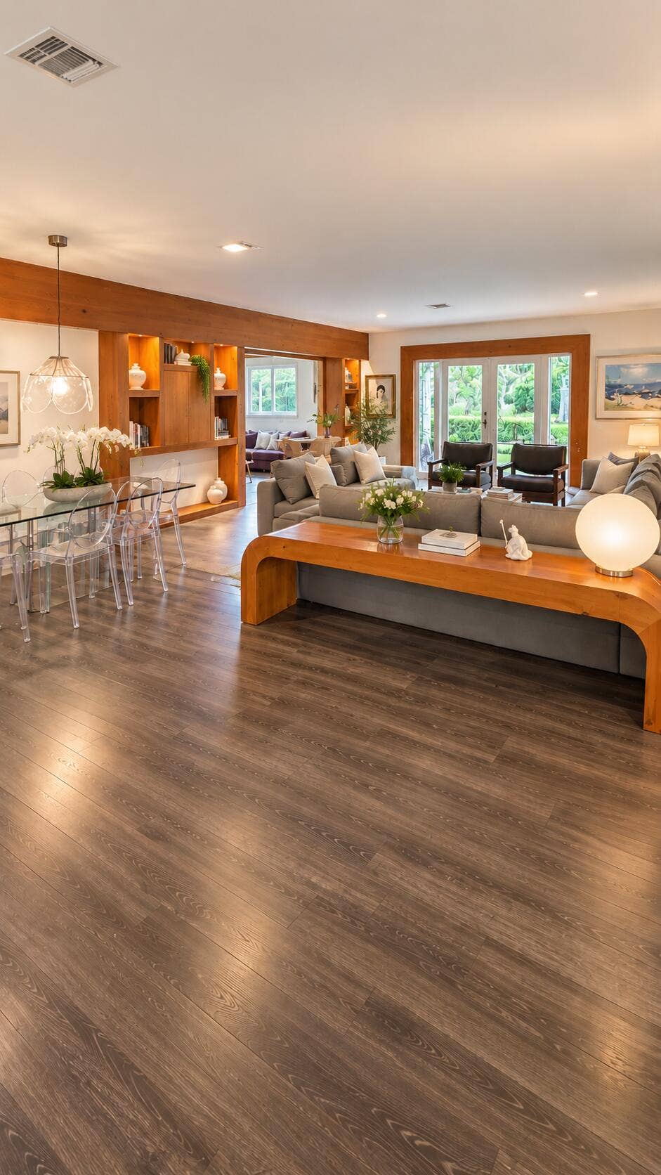 Integrated living and dining area