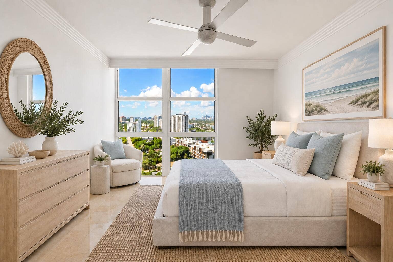3100 N Ocean Boulevard, #1610, Fort Lauderdale, FL 33308 Guest room 2 ocean and city views - virtually staged