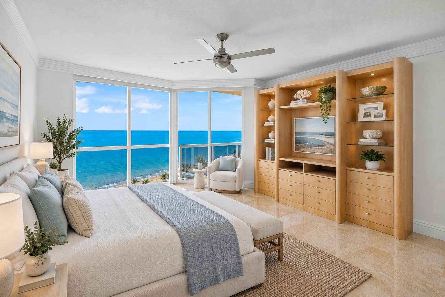 3100 N Ocean Boulevard, #1610, Fort Lauderdale, FL 33308 Primary Bedroom Virtually staged