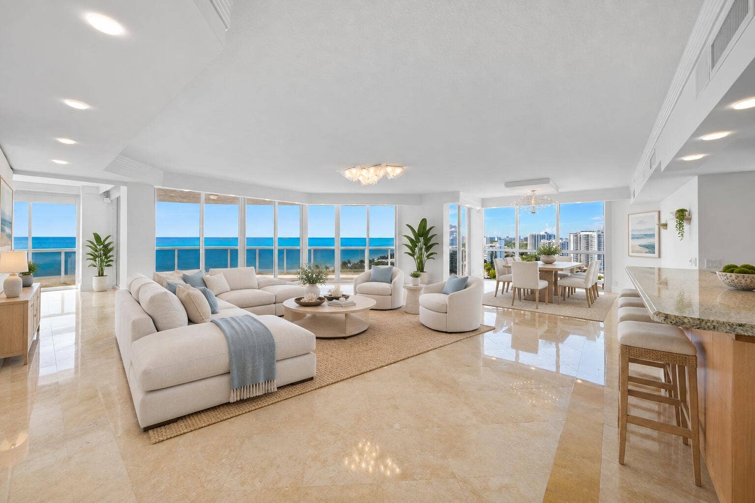 3100 N Ocean Boulevard, #1610, Fort Lauderdale, FL 33308 Livingroom virtually staged