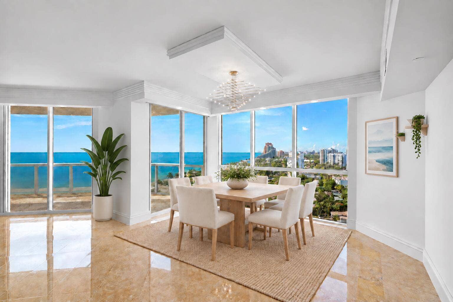 3100 N Ocean Boulevard, #1610, Fort Lauderdale, FL 33308 Dining room virtually staged