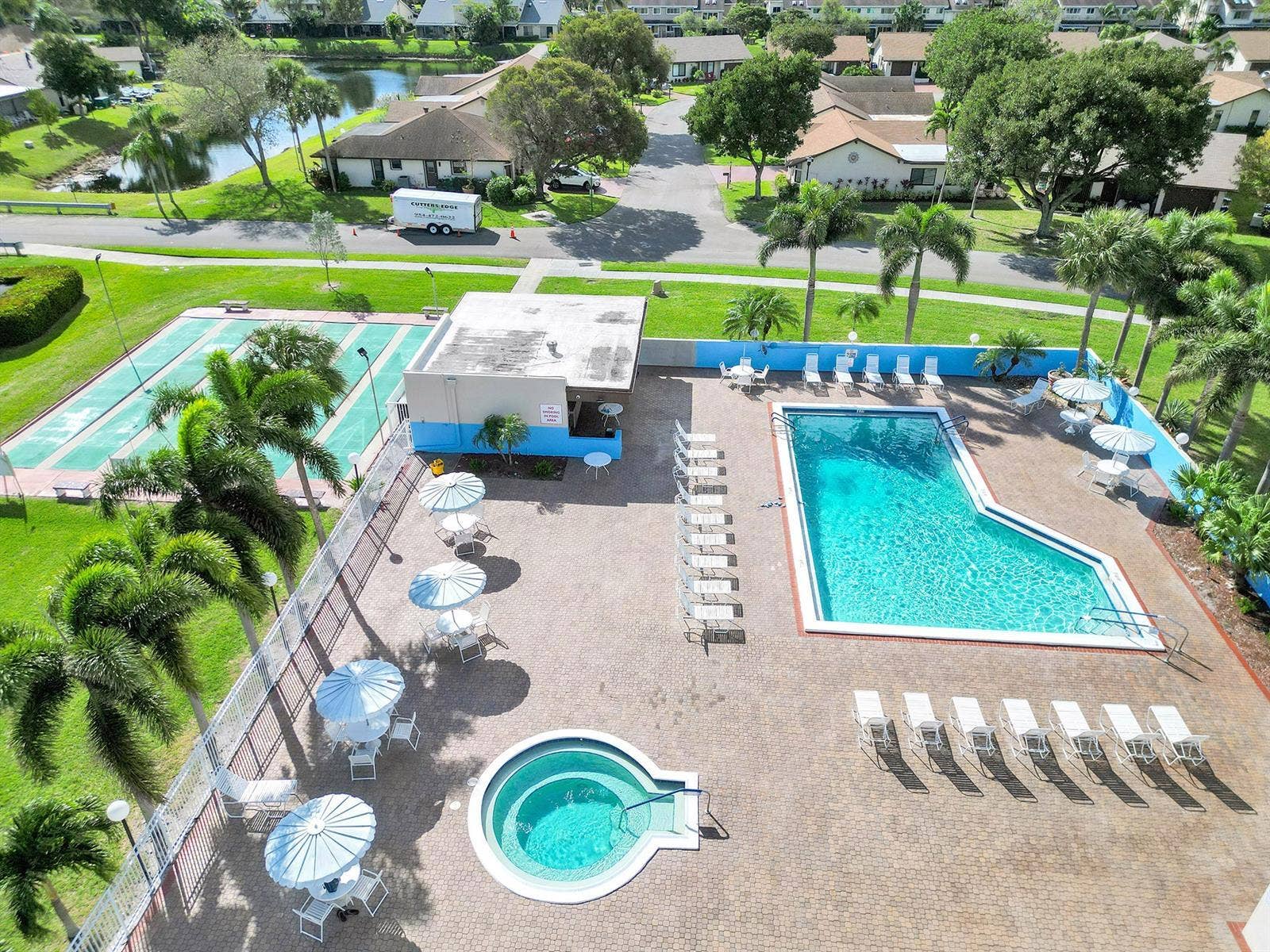 Aerial of the pool area