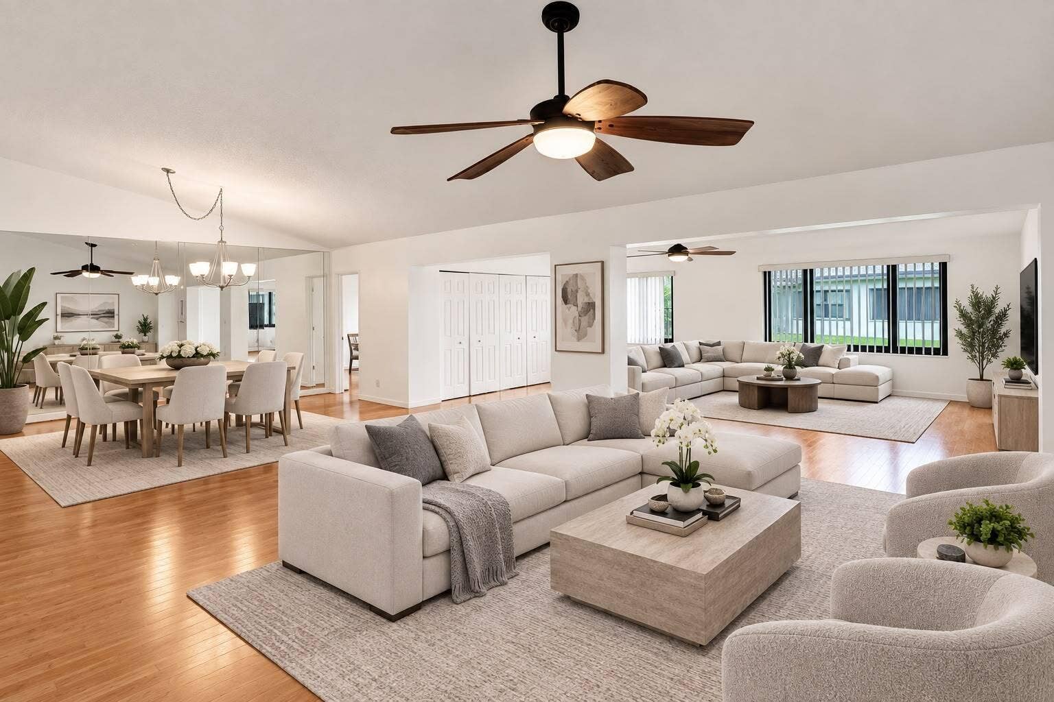 Virtual staging of living/dining/family room