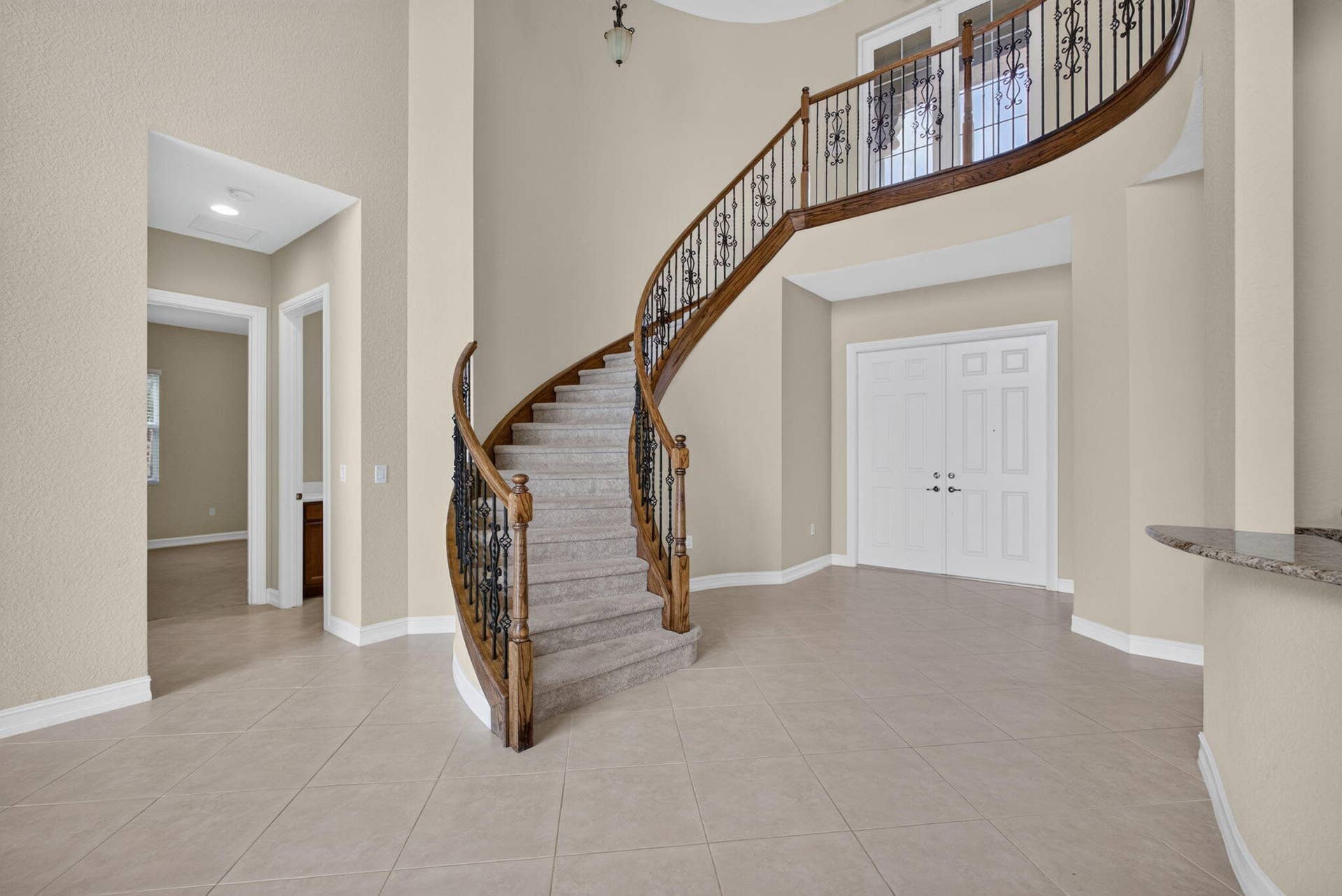 Wrought iron winding staircase