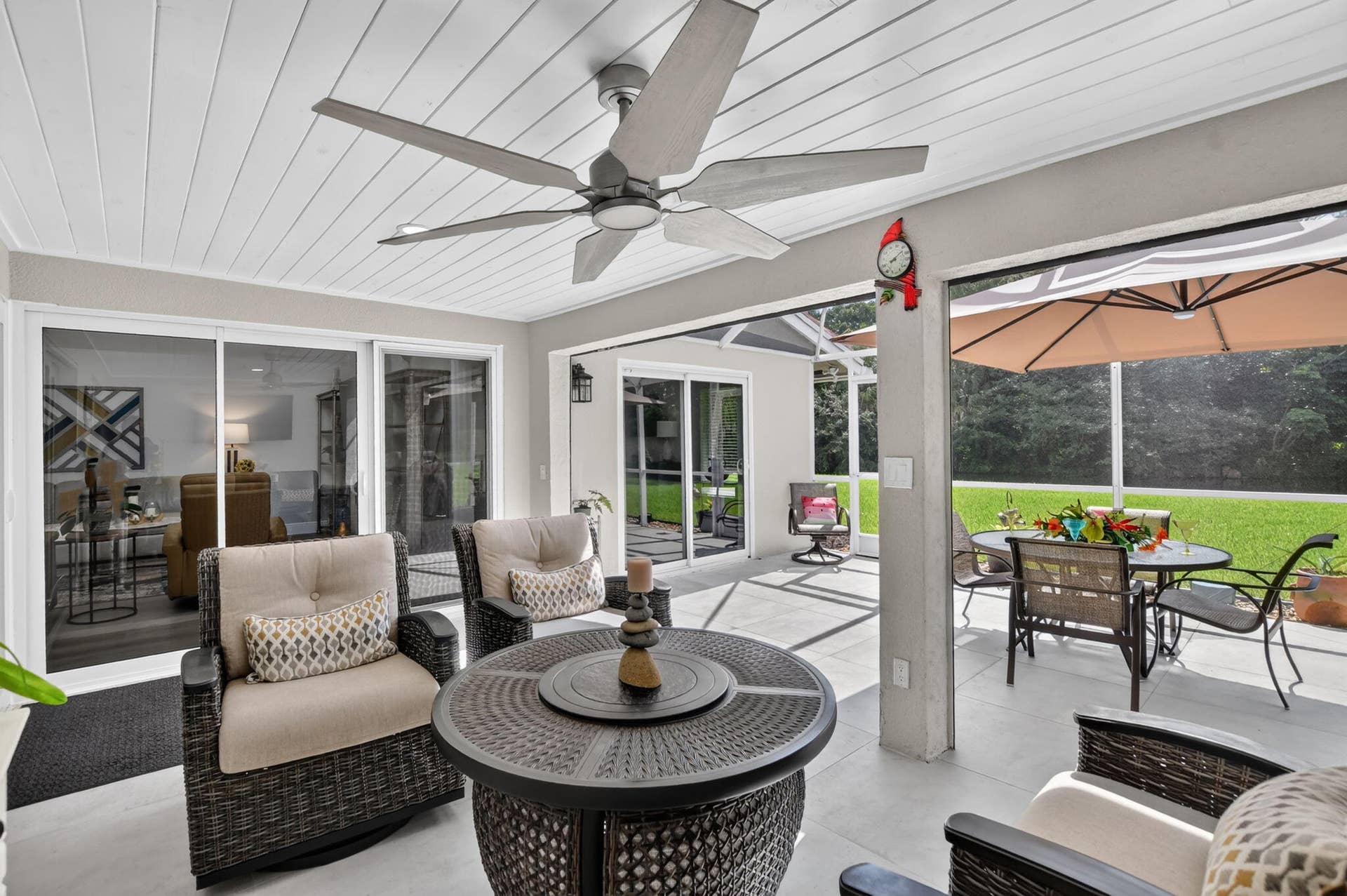 2738 DEER CREEK KELLY BROOKE Lane, Deerfield Beach, FL 33442 22' x 21' screened patio with tounge and groove ceiling offers generous space for dining and relaxing.