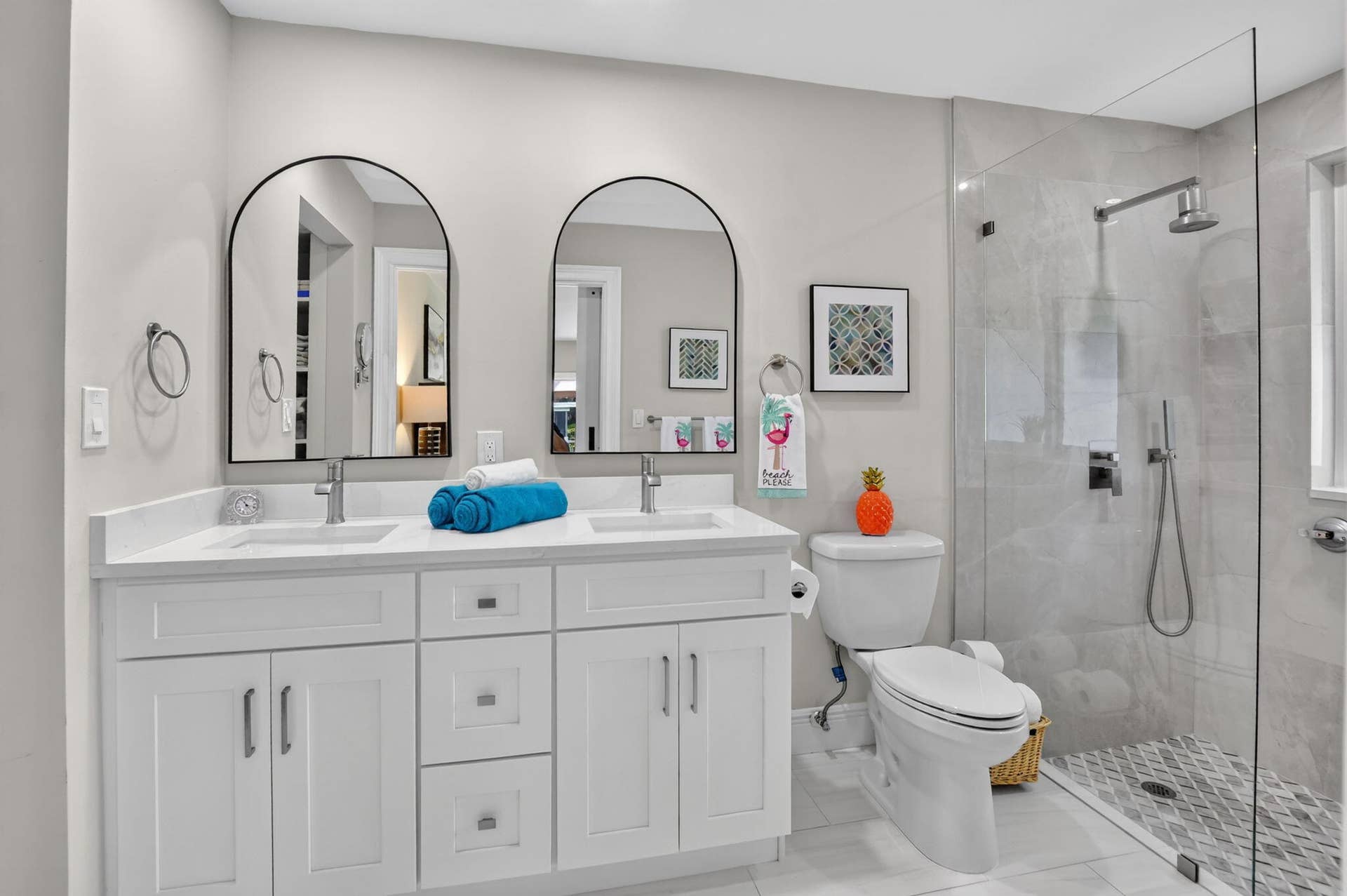 2738 DEER CREEK KELLY BROOKE Lane, Deerfield Beach, FL 33442 Primary bath features a counter height vanity with sparkling quartz countertop and double basin, undermount sinks.