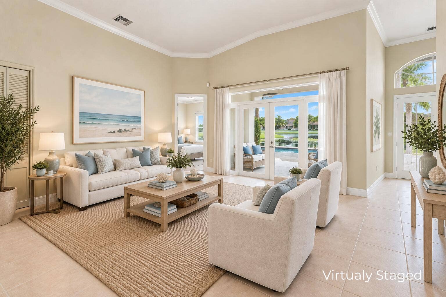 Virtually staged living room