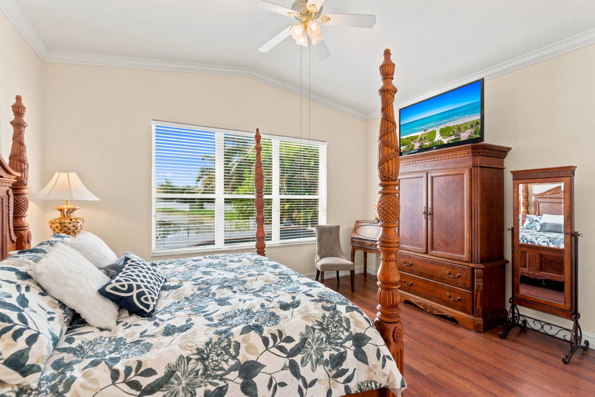 Another angle highlights the primary suites generous proportions and expansive window.