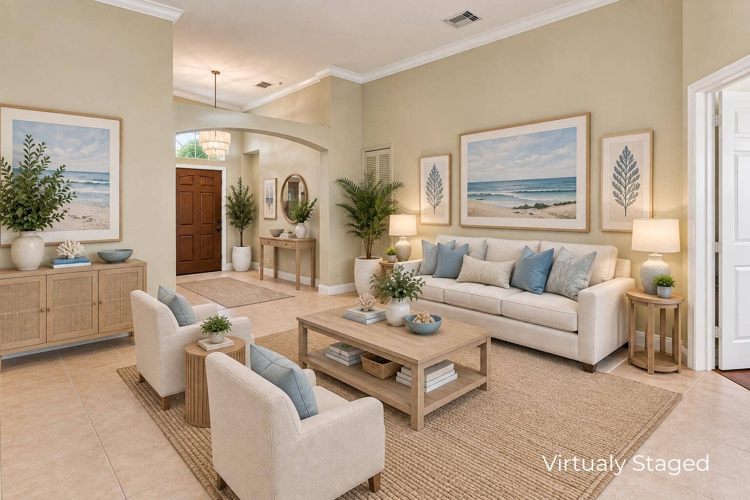 Virtually staged living room.