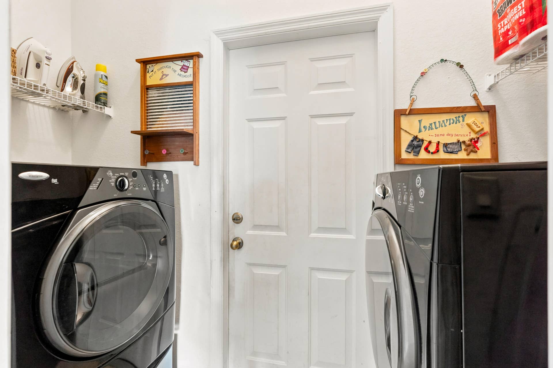 Dedicated laundry area provides convenient space for full-size washer and dryer.