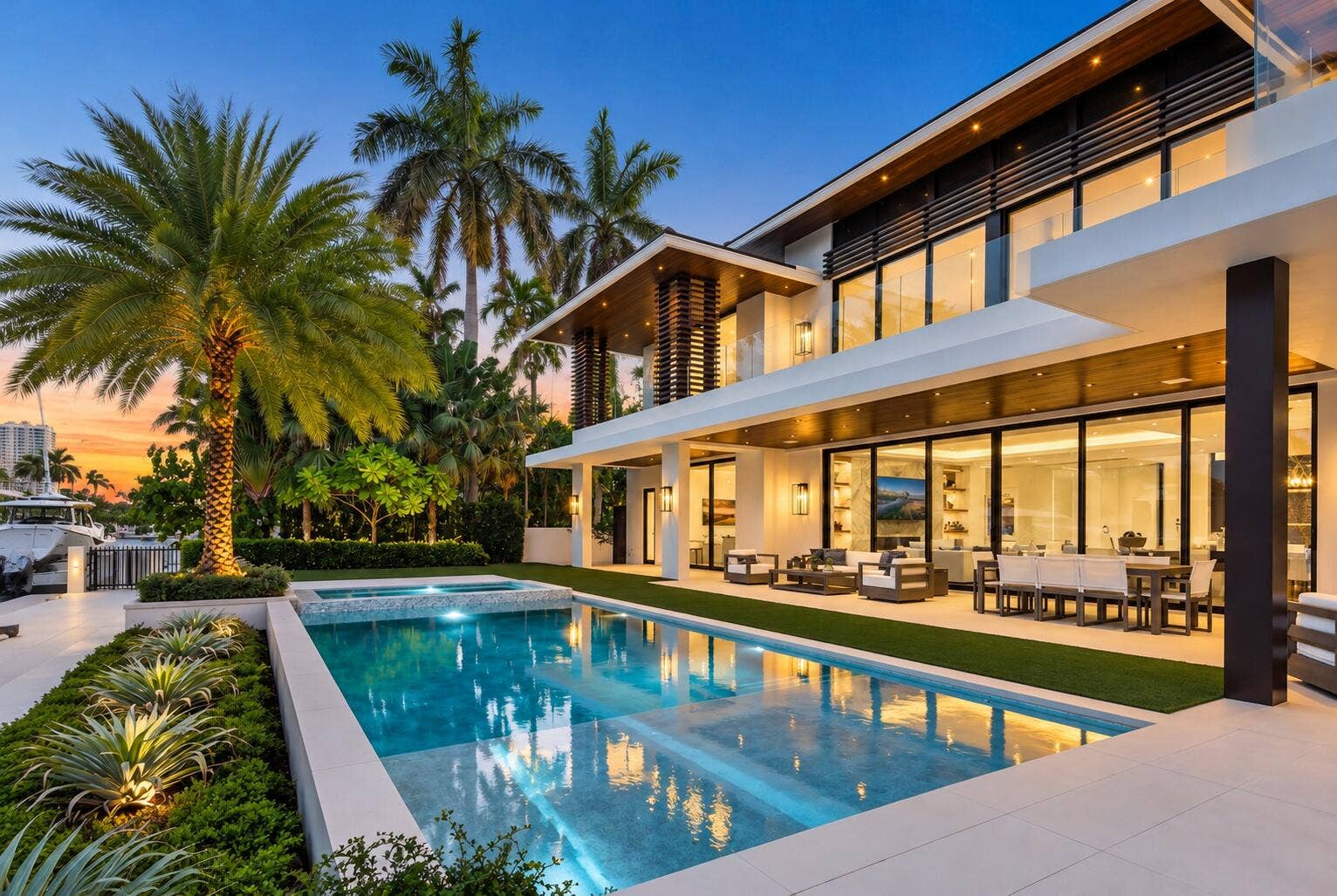 2423 Castilla Isle, Fort Lauderdale, FL 33301 Luxury Waterfront Mansion at Sunset