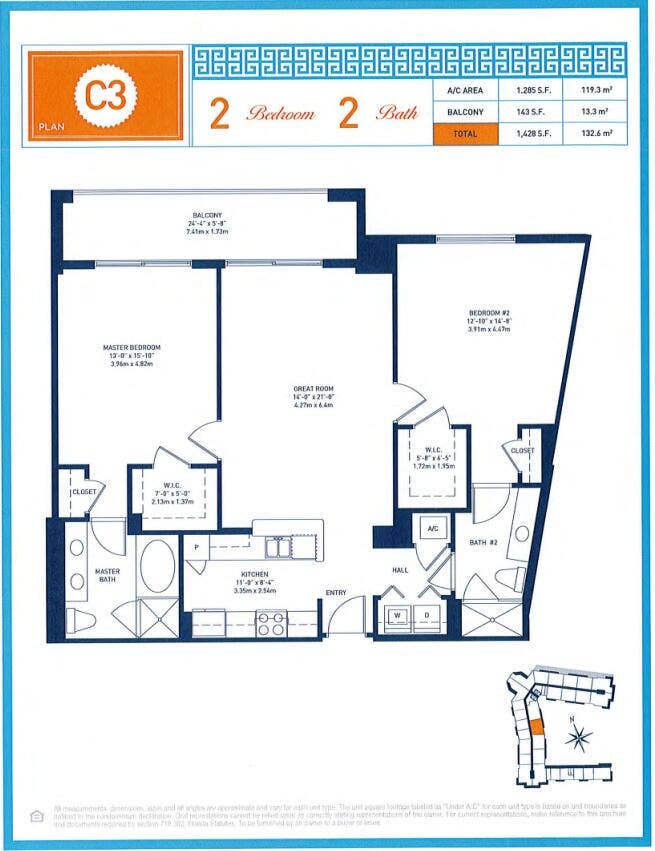 550 Okeechobee Boulevard, #1215, West Palm Beach, FL 33401 Builder Floor Plan - CPST 1215