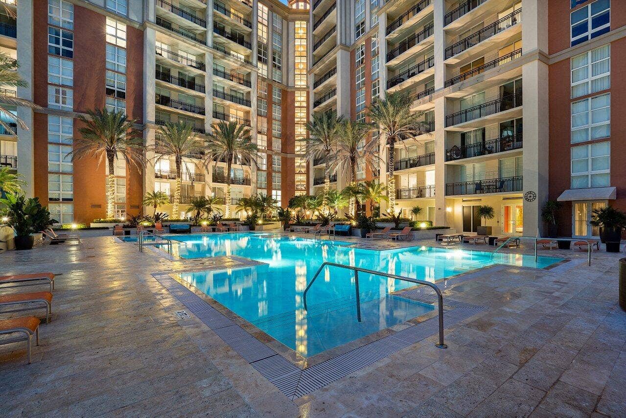 550 Okeechobee Boulevard, #1215, West Palm Beach, FL 33401 Resort-Style Pool Deck at Night