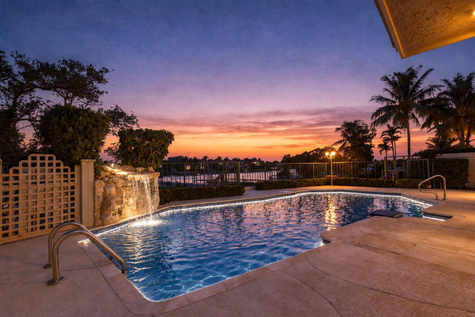 352 River Edge Road, Jupiter, FL 33477 Pool Twilight