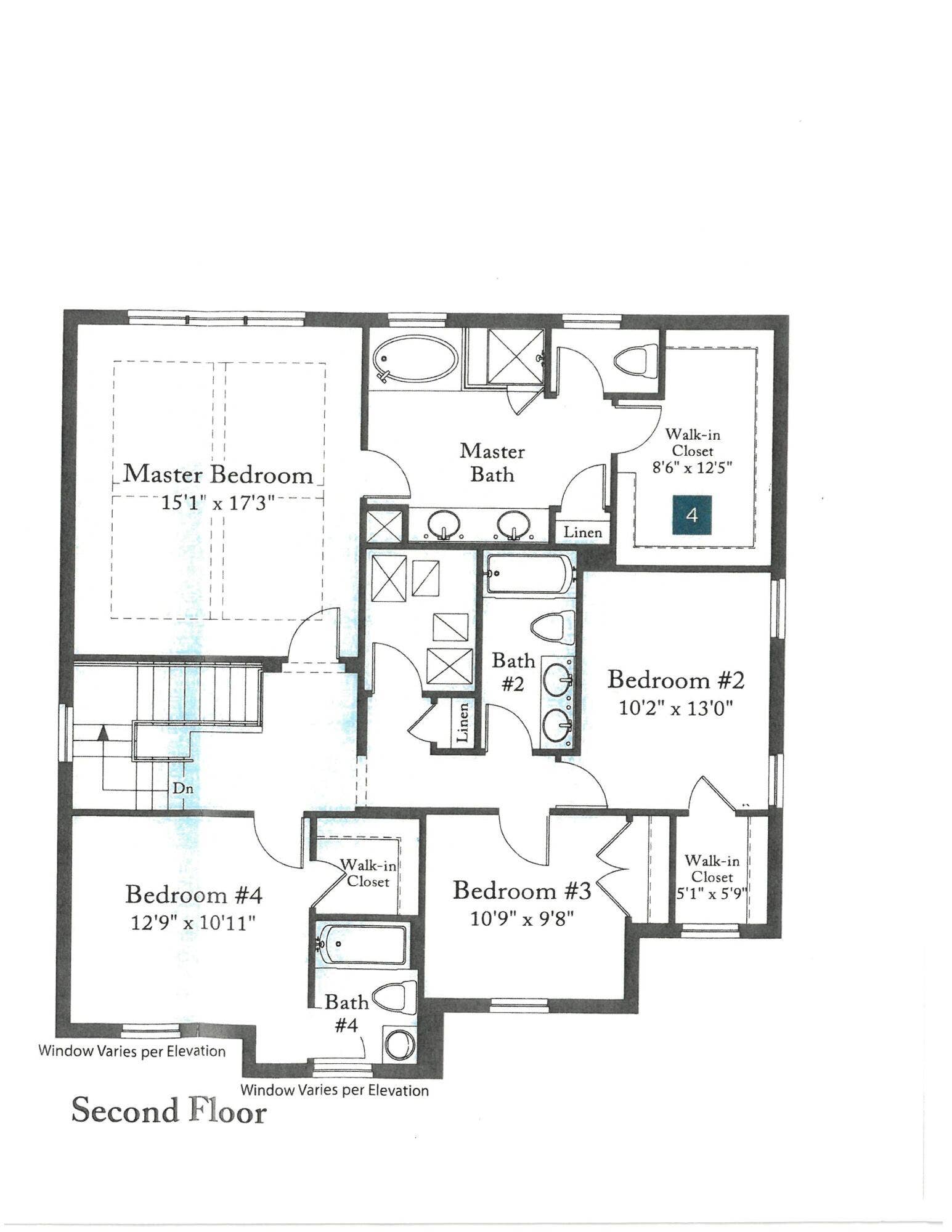 11425 WATERCREST Circle E, Parkland, FL 33076 Floor Plan - Somerset Second Floor