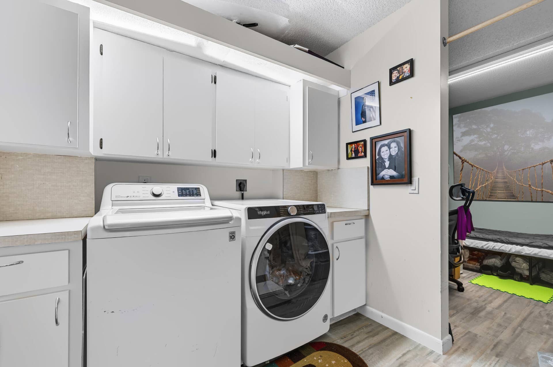 Laundry room & den view