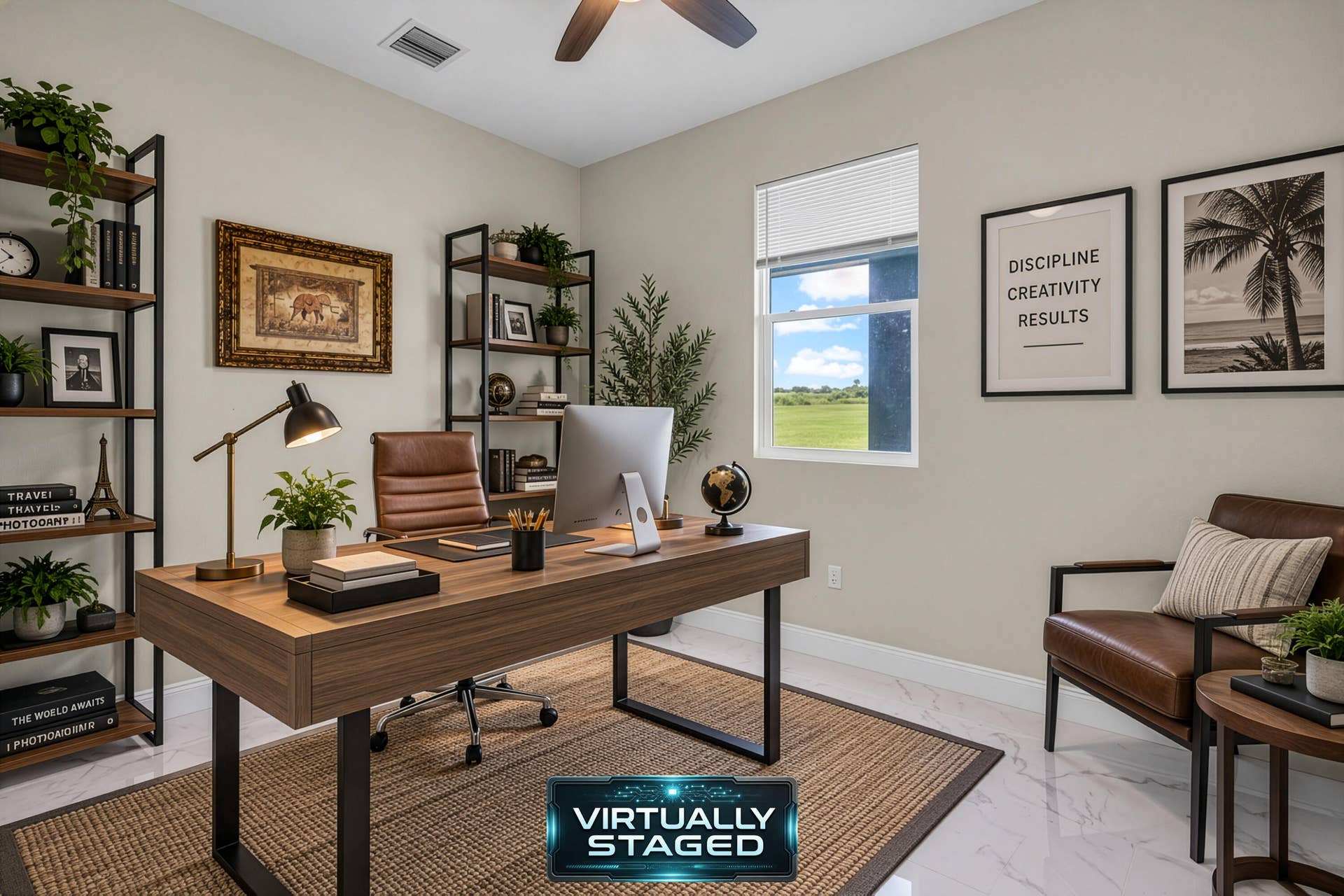 Dedicated home office (virtually staged)