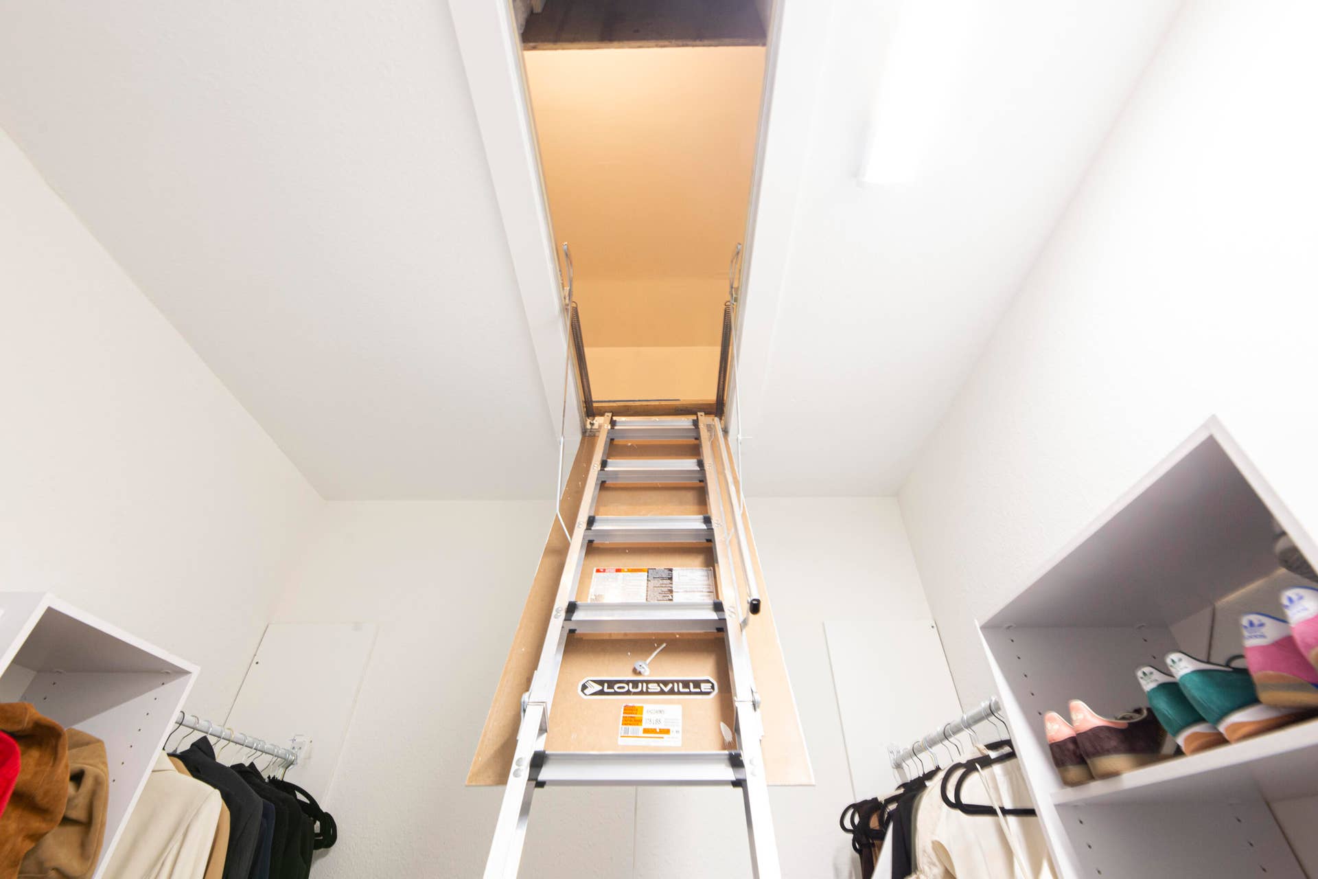 Pull-down stairs to attic storage