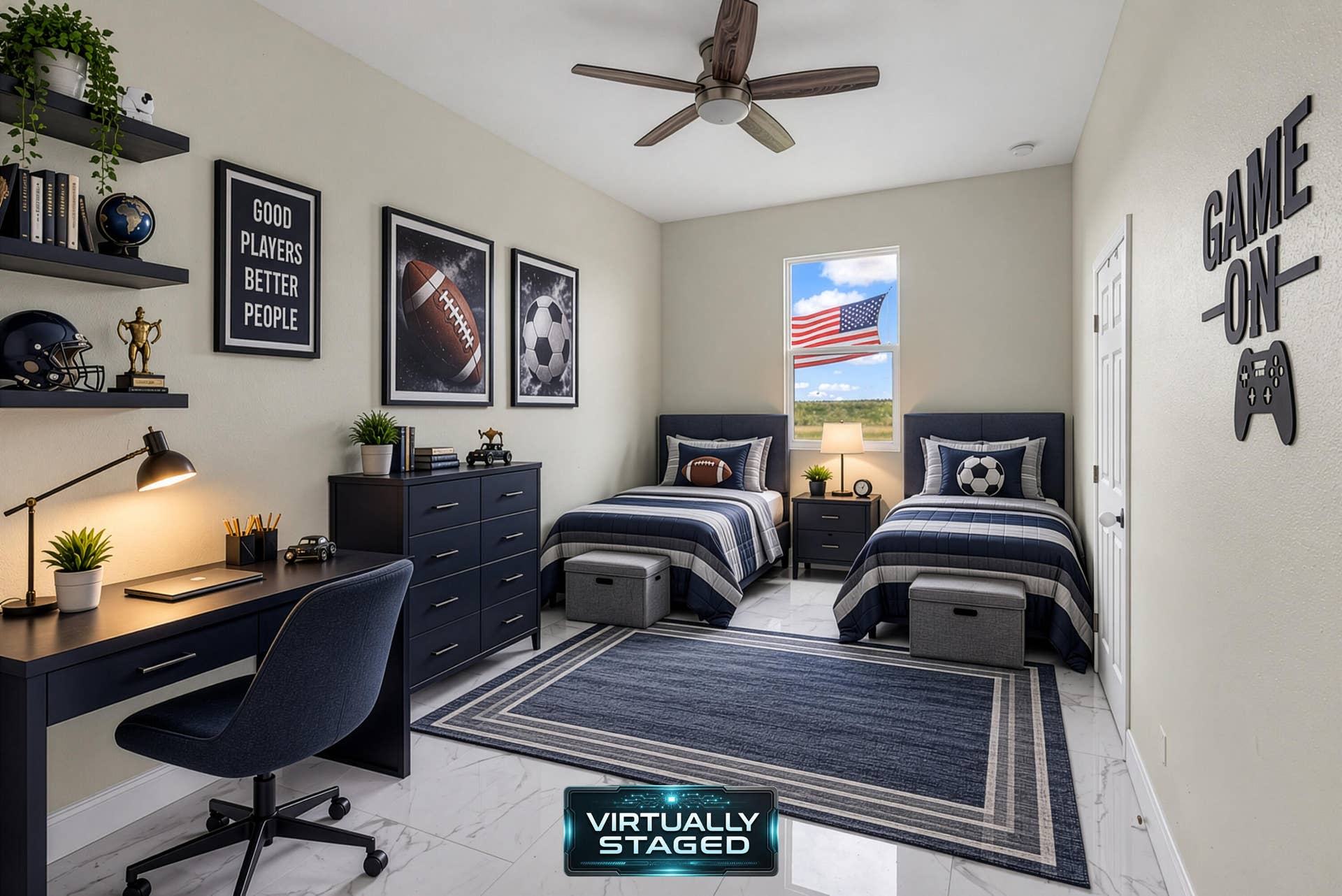Guest bedroom (virtually staged)