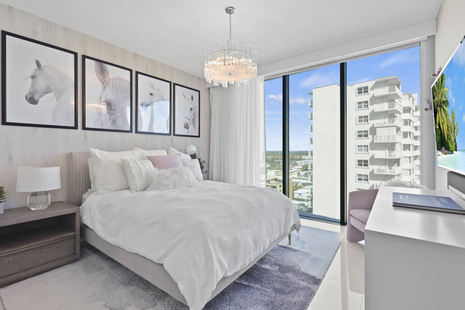 730 N Ocean Boulevard, Pompano Beach, FL 33062 Guest bedroom 1 features more designer touches, automated shades & blinds, customized closet, and ensuite bathroom.